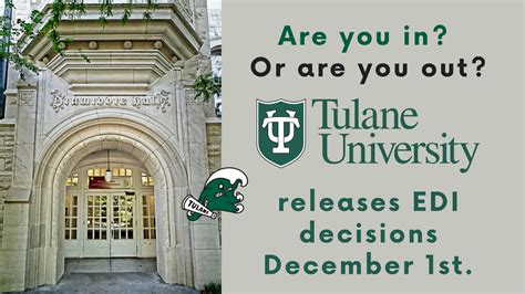 Tulane early decision release date 2023 - Submitting SAT or ACT scores is optional at Tulane. For the Class of 2027, a majority of enrolling students did not submit test scores. Geography. International: 8% Midwest: 9% Mountain West: 2% Northeast: 28% Pacific West: 14% South Atlantic: 17% South Central: 10%. Louisiana: 12%. Racial & Ethnic Diversity. African American or Black: 5% Asian ...